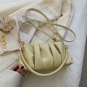 New Design Womens Handbag Simple High End Trend Multifunctional Texture Fashion Pleated Shoulder Bag