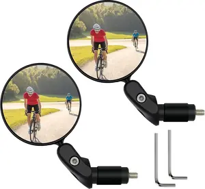 2 Pcs Bike Mirrors for Handlebars – HD Convex Rear View Bicycle Mirrors, 360° Rotatable Adjustable Bar End Bike Mirror for Mountain Bikes, Road Bikes, Cycling  Accessories