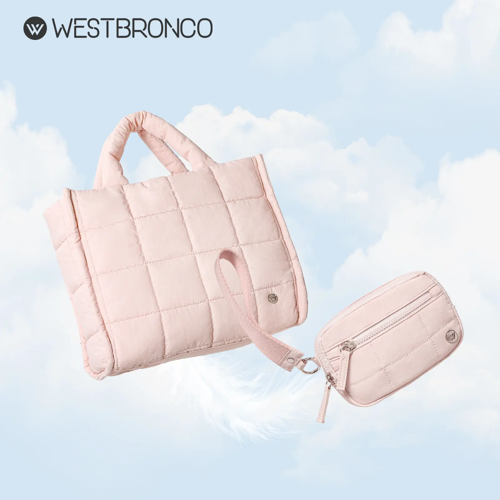 WESTBRONCO PURSE 2 IN 1 COMBO Puffer Tote Bag Crossbody Fashion Versatile Shoulder Bag & Wristlet Wallets for Women Mom Quilted Wallet Gift Idea for her Set Waterproof Ladie Purse Elegant Commuter Bag