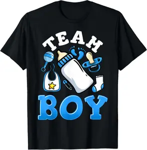 100% Cotton Gender Reveal Party Team Boy T-Shirt