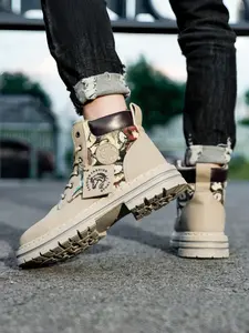 Men's Waterproof Casual Chukka Boots, Trendy British Style Work Shoes for Hiking, Durable Comfortable High-Top Boots for Outdoor Adventure, Trekking Camping Shoes