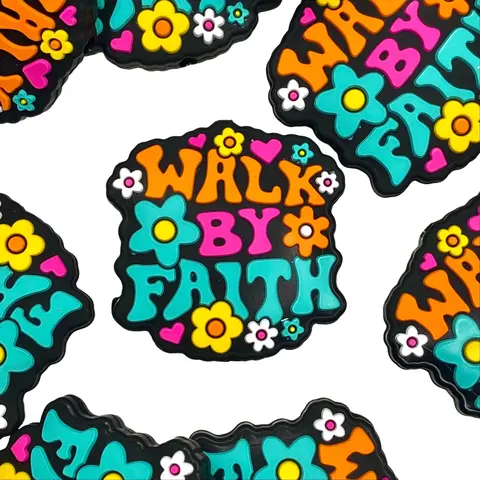 1pc Walk By Faith Silicone Focal Beads - Faith Based Beading & Crafting Supplies DIY Beaded Pen Craft Project