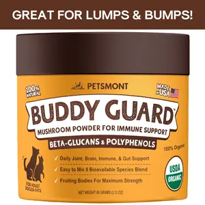Petsmont Buddy Guard for Lumps and Bumps, Lipoma for Dogs & Cats with Organic 8 Mushroom Powder Blend Natural Dog Probiotic & Immune Support