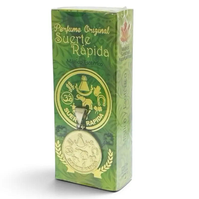 Suerte Rapida Original Perfume with Medals Limited Edition  Exclusive Design Liquid Fragrance 1.7 oz Spiritual Charm Good Fortune Symbol