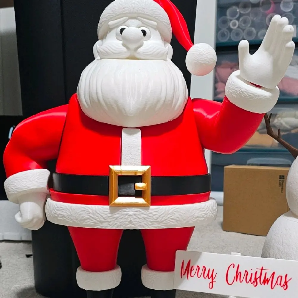 18” Height Classic 3D Printed Santa Figure Standing Lightweight Ornament - Holiday Gift, LED Mood Light for Christmas Tree, Mantel Festive Party Decorations