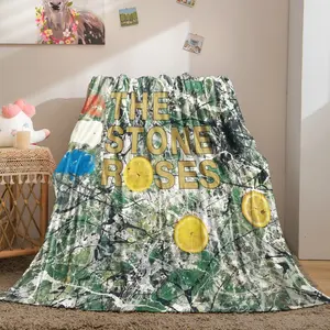 The Stone Roses Throw Blanket, 90s Britpop Indie Rock Band Cozy Fleece Blanket, Retro Music Album Cover Themed Blanket for Sofa Bed, Perfect Gift for Music Lovers & Rock Fans