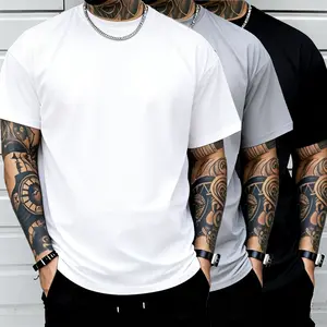 Men’s sports T-shirt set, pack of 3 short-sleeve crew neck T-shirts — breathable, quick-drying, suitable for everyday casual wear and outdoor activities; men’s clothing