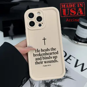 Phone case for iPhone 16 Pro Max 15 Plus 14 13 12 11 XR E XS Healing Scriptures Shockproof Silicone TPU Bumper Drop Protection Soft Cover