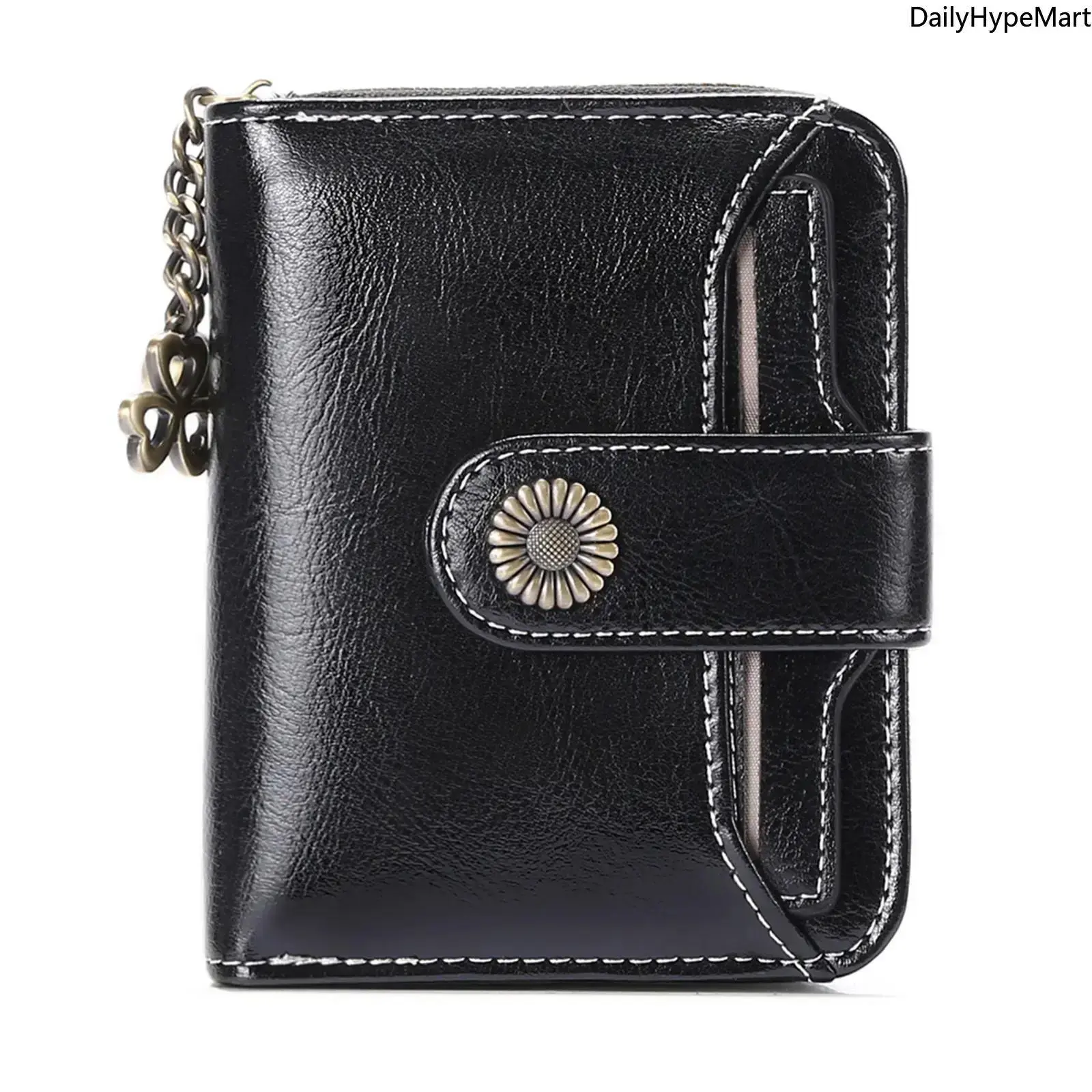 Ladies' Genuine Leather Compact Bifold Mini Wallet - Detachable Exquisite Cardholder, Business Card Holder for Purse, Window ID Slot, Fashionable Card Storage, Everyday Use Fashion Accessory, Fashionable Card Holder