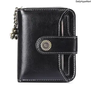 Mini Ladies' Compact Double Fold Wallet, Detachable ID Window Card Holder