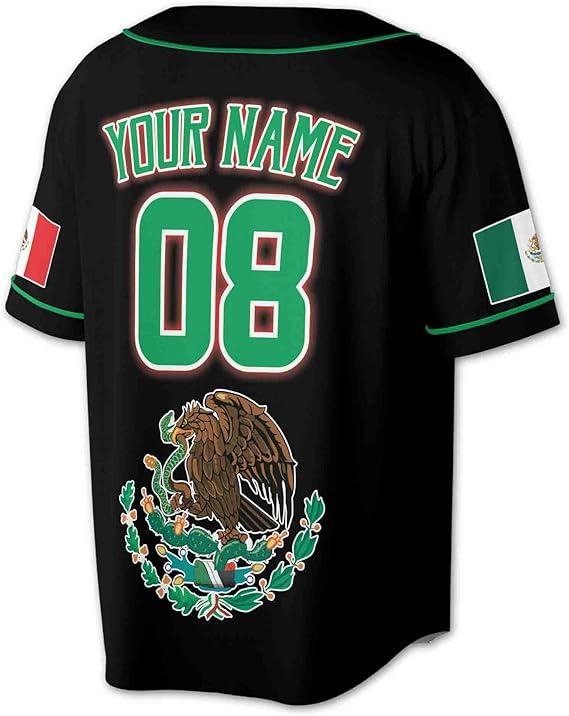 Personalized Name Mexico Flag 3D All Over Print Baseball Jersey Shirt Size XS-5XL