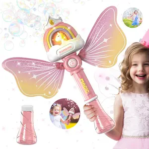 Automatic Bubble Machine, With Glowing Musical & Wings Handheld Bubble Wand,for Children Christmas and Birthday Outdoor Toy Gift