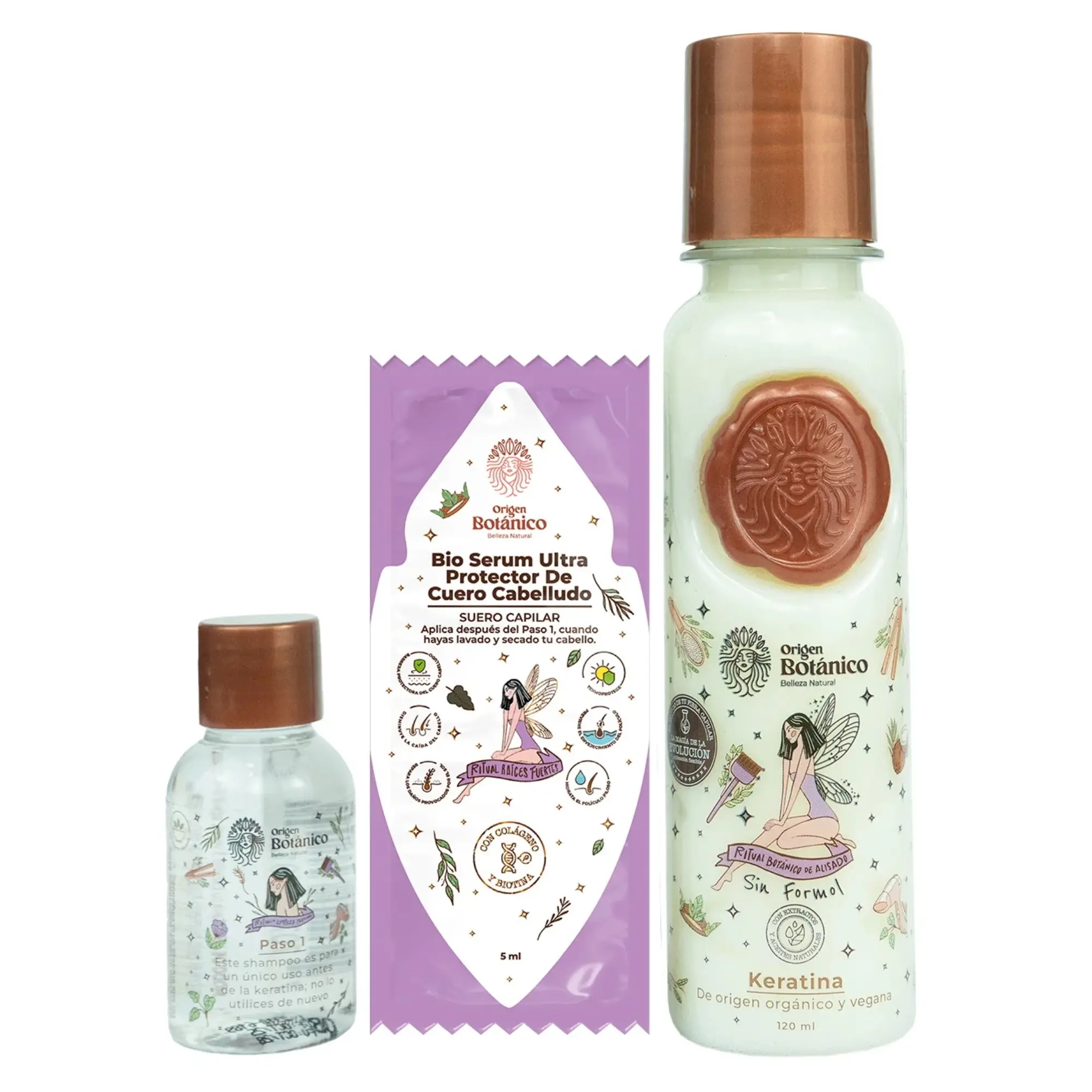 Ritual Botanico Keratin Hair Treatment Kit 120 ml Organic Vegan Anti Residue Kit with 2 Bio Serum Sachets for Smooth Shiny Hair