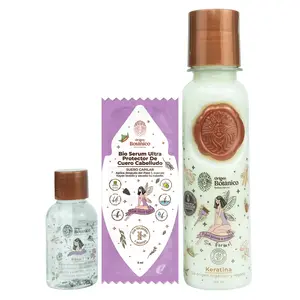Ritual Botanico Keratin Hair Treatment Kit 120 ml Organic Vegan Anti Residue Kit with 2 Bio Serum Sachets for Smooth Shiny Hair