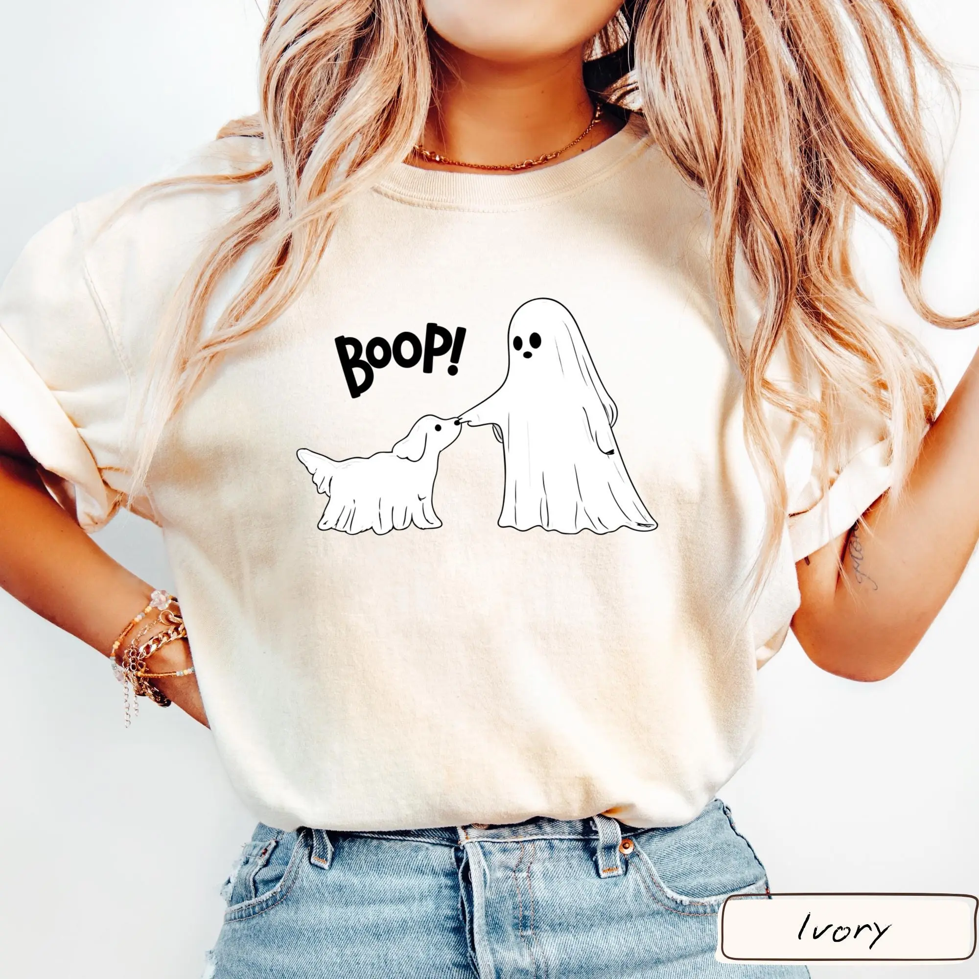 Funny Halloween Dog Shirt, Cute Ghost Dog Tee, Boop Halloween T-Shirt, Spooky Dog Lover Shirt