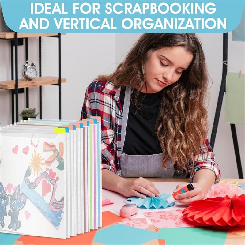 Scrapbook Paper Storage Organizer 12x12 Inch Clear Scrapbook Paper Organizer with Sticky Index Tabs Holds for Christmas New Year Home Use