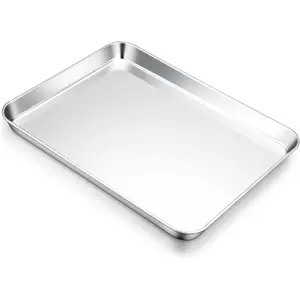 E-Far Cookie Sheet for Baking, 18”X13” Stainless Steel Baking Sheet Pan for Oven, Large Non Toxic Metal Baking Tray for Cake Cookies, Healthy & Rust Free, Mirror Finish & Dishwasher Safe, 1 Pack E-far