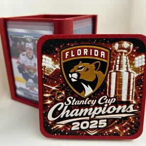 Florida Panthers Top Loader Display Cube - 3D Printed Card Storage Solution - Stanley Cup Champions 2025 Personalized Team Design