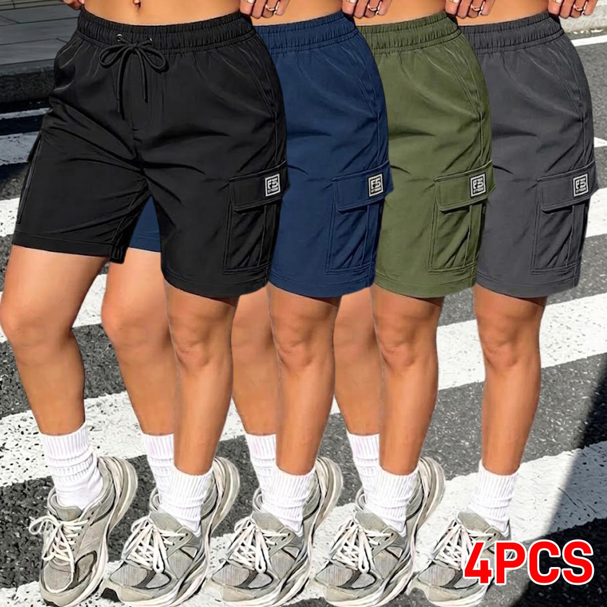 Women's Cargo Bottoms - Large Flap Pockets, Drawstring Waist, 100% Polyester, Quick-Dry, Wrinkle-Free - Practical, Comfy for Daily Commutes, Travel, Bottom