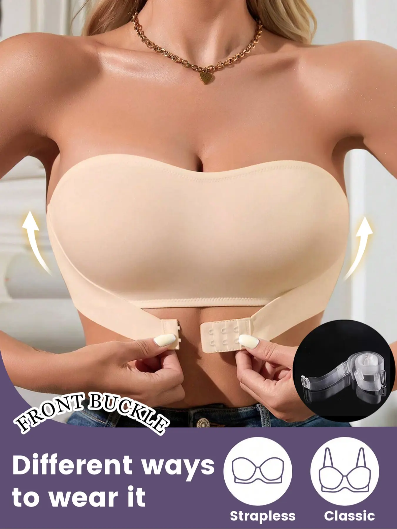 Strapless Underwear Set, Comfortable Breathable Anti-Slip, Elegant, Perfect for Shoulder-Exposed, Who Wears Who Looks Good!
