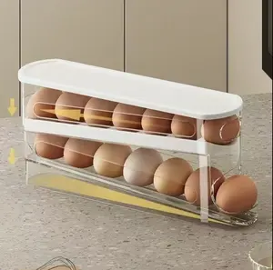 Stackable Egg Organizer for Refrigerator – Space-Saving FIFO Rolling Tray for 18 Eggs – Countertop & Fridge Storage – Perfect for Holiday Baking & Breakfast Prep