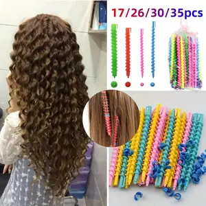 Heatless Curlers Spiral Perm Rods Set for Curly, Wavy & Natural Hair, No Heat Hair Rollers for Long Lasting Curls, DIY Salon Hair Styling Tools for Volume, Bounce & Overnight Curls