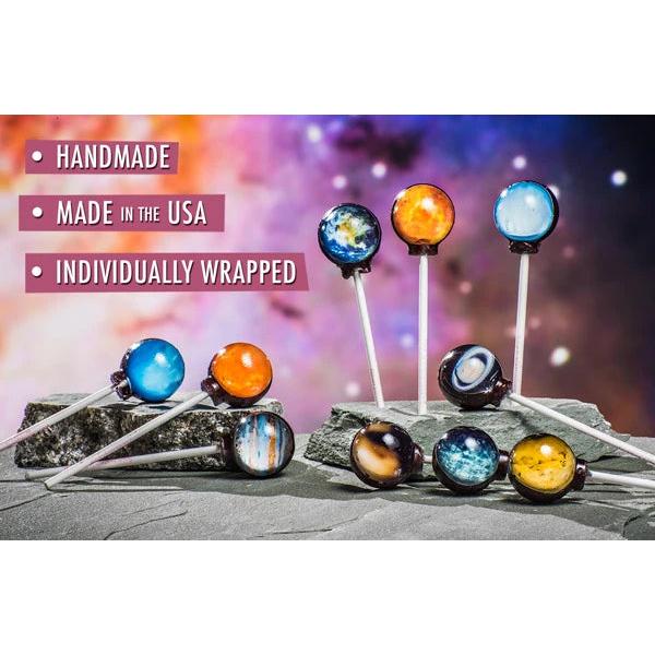 Planet Lollipops - Set of 10 Suckers Featuring 9 Planets Including Pluto, Photo-Realistic Detail, Edible Flat Image, 3D Viewing Port - Candy, Bonbon