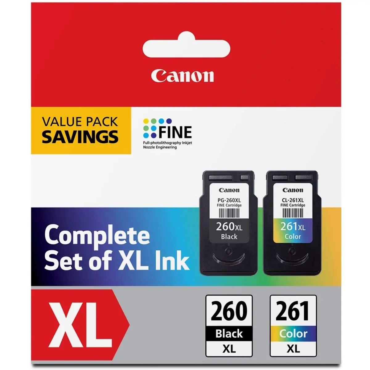 Canon 3706C005 PG-260 XL Black & CL-261 Color XL Value Pack Replacement Inkjet Printer Ink Cartridges, 0.35 lbs, Replacement Cartridges