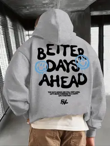 Men's Healing Hoodie with Motivational Slogan, Loose Fit Casual Street Style, Simple Design for Fall & Winter
