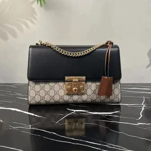 Pre-Owned Gucci GG Supreme Patchwork Padlock Large Chain Crossbody Bag