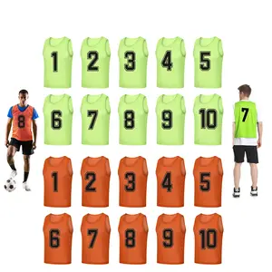 20pcs Soccer Training Vest Set - Dual Color, Breathable Mesh Pinnies for Football, Basketball & Volleyball - Machine Washable, Sizes 1-10