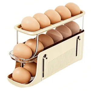 Auto Rolling Egg Dispenser for Fridge, Space Saving Egg Holder Organizer with Removable Cover, BPA Free Refrigerator and Countertop Storage, Clear Dispenser for Kitchen Countertop, Home, RV