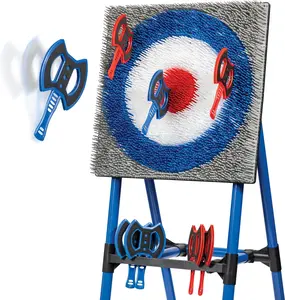 Axe Throwing Game Set - 8 Foam & Plastic Throwing Axes - Heavy Duty Steel Frame - Over 5 Ft Tall - Folds Flat for Portable Outdoor Games - Unique Bristle Target for Yard Games