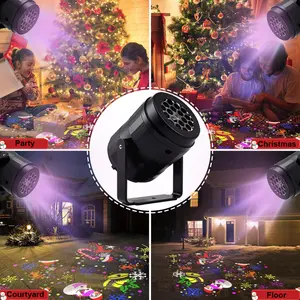 Christmas Xmas LED Laser Projector Light Lamp Indoor and Outdoor Waterproof Red or Green Pattern(16pcs) Control Landscape Party Lights IP65 Rated Fast Setup for Home Car Garden Home Holiday Decorations