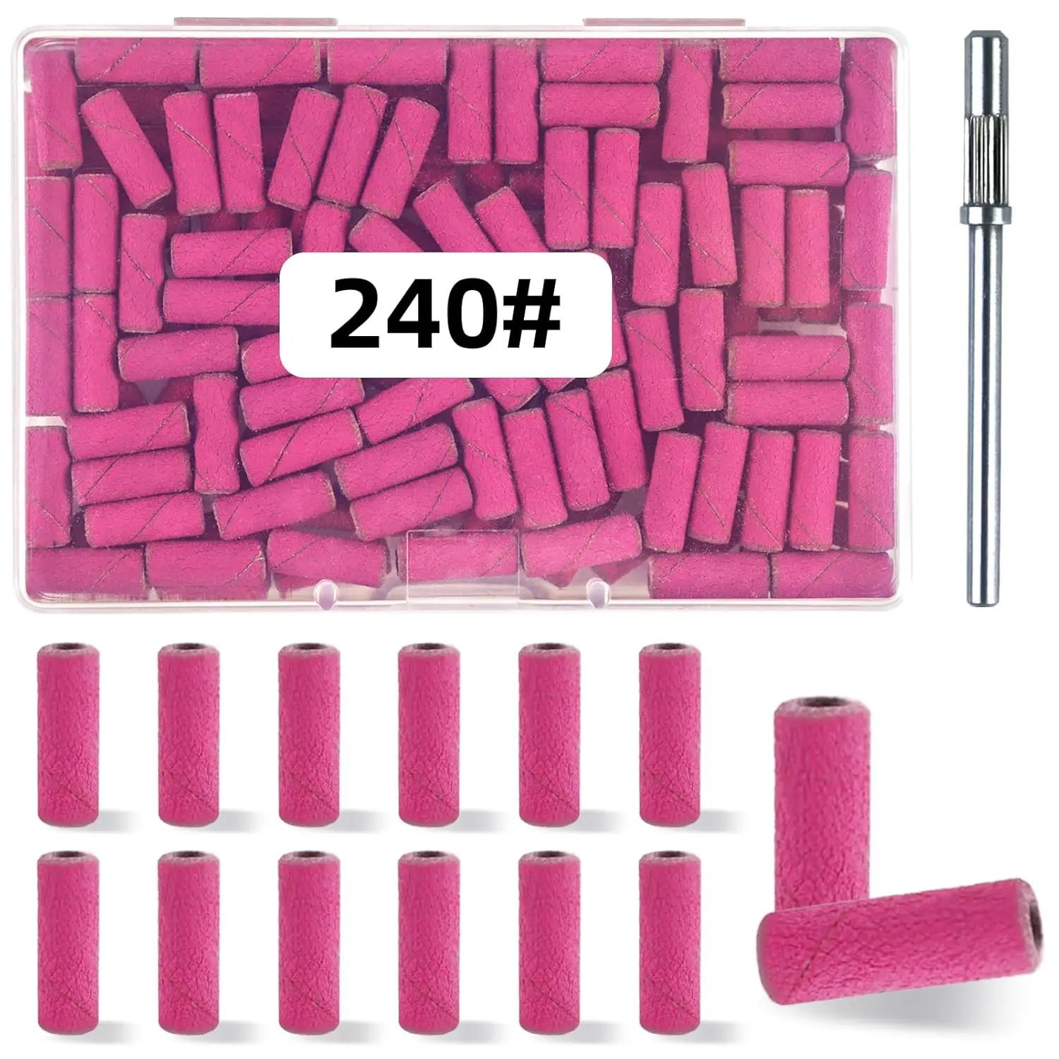 100 count (240 Grit ) Small Sanding Bands  Drill Bit, Drill Bits, Fine Grit Mini Sanding Band, Bits,Upgrade 3.1mm Mandrel Bits,Professional  Drill Bit for  Nails