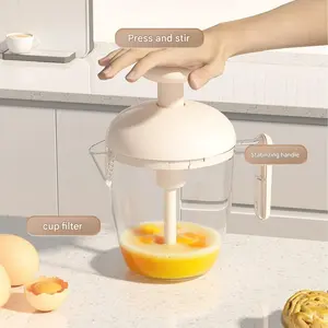 Ergonomic Multi-Blade Manual Egg Whisk Mixer for Fast, Strain-Free Mixing! Perfect Hand Tool for Fluffy Eggs, Pancake Batter, Smooth Dressings, & Frothy Coffee Milk. Battery-Free, Comfort Grip Kitchen Accessory