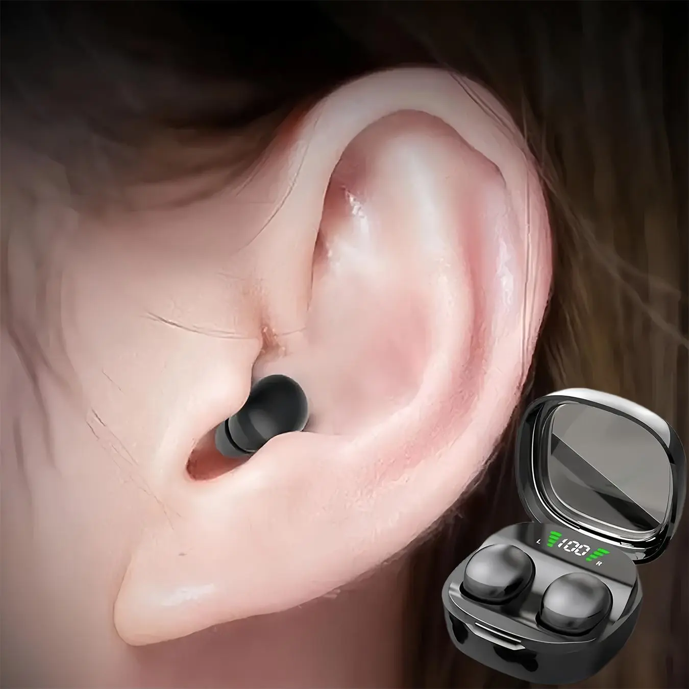 Wireless Earphone, Chargeable In-ear Design Earbuds with Charging Case, USB Charging Headset, Noise Cancelling Headphone for Work, Class, and Sleep, Earphone for Sports & Travel, Sleep Earphones, Audio Wireless Earbuds