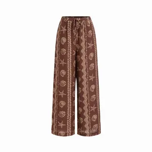 Cider Linen-blend Low Rise Shell and Starfish Graphic Drawstring Wide Leg Trousers SwimWeek