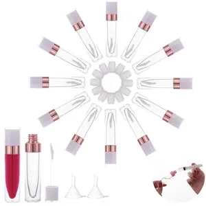 12Pcs Refillable Empty Lip Gloss with Wand Applicator, 8ml Lip Balm Containers with Stopper Lip Glaze Bottle Lip Gloss Kit for DIY Lipgloss Lipstick Samples Bulk Wholesale