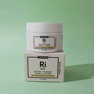 VIGDERMA Rice Facial Cream 1.7oz, Rice Bran Essence with Collagen, Niacinamide, Vitamin C, Glowing Look, Improves Moisture Skin Barrier, Nourishes Deeply, K Beauty Hyaluronic Acid Oil Control All Skin Types