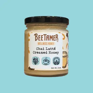 BeeTamer's Chai Latte Raw Creamed Honey - Raw Honey, 24 Months Shelf Life, Rich Spiced Sweetness, Versatile Use for Drizzling, Waffles & Granola
