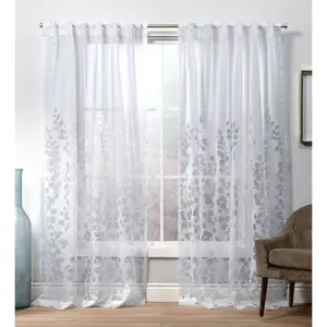 96"x54" Wilshire Back Tab Sheer Window Curtain Panels White - Exclusive Home