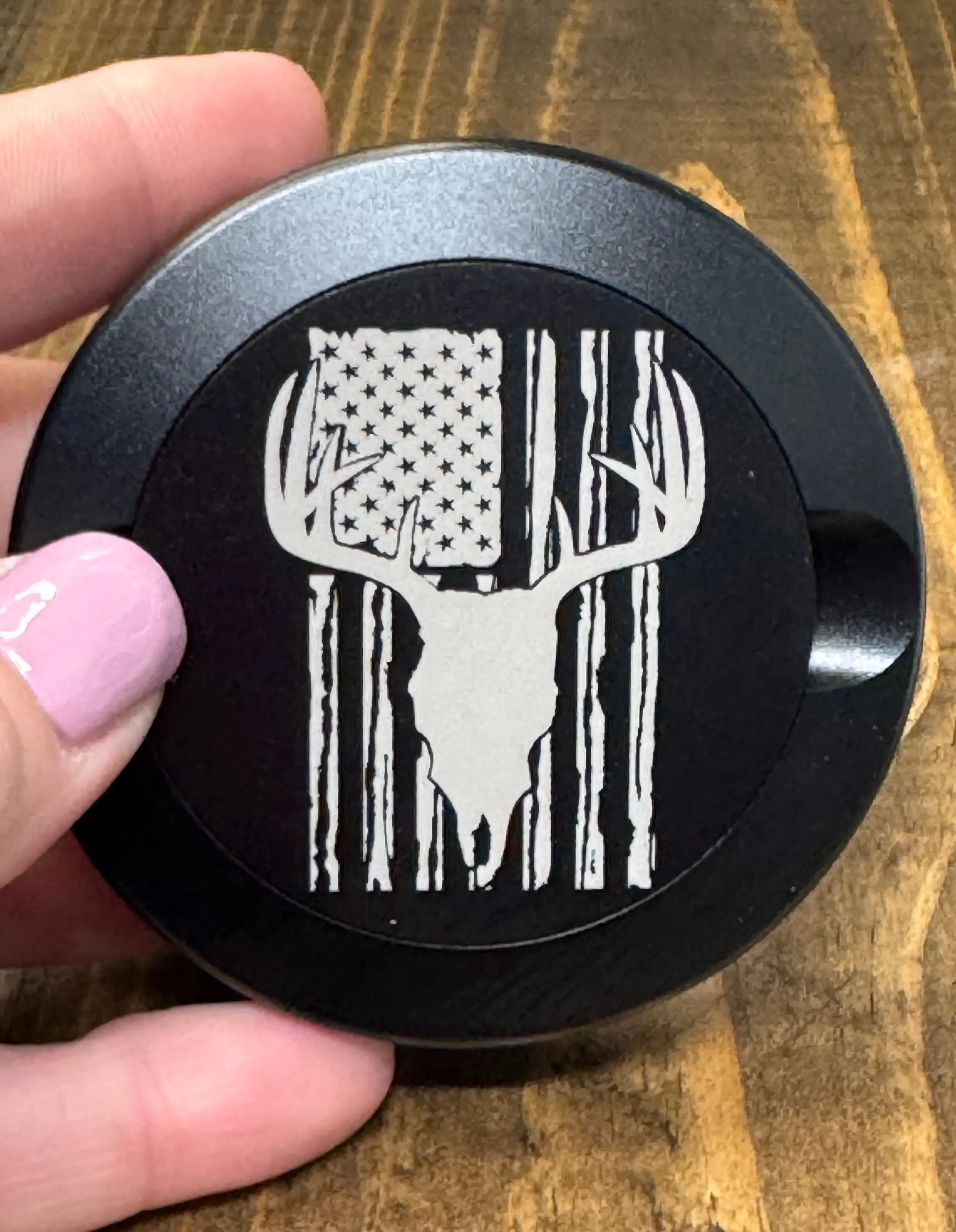 Pouch Tin | Tin | Engraved with American Flag | Cow Skull| Aluminum Pouch Tin | Gift for him