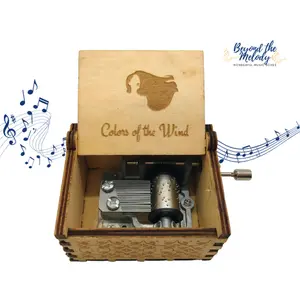 Beyond The Melody Pocahontas "Color of the Wind"  Wooden Music Box Hand-Cranked Musical Keepsake for Kids & Travel Lovers Eco-Friendly & Compact Design