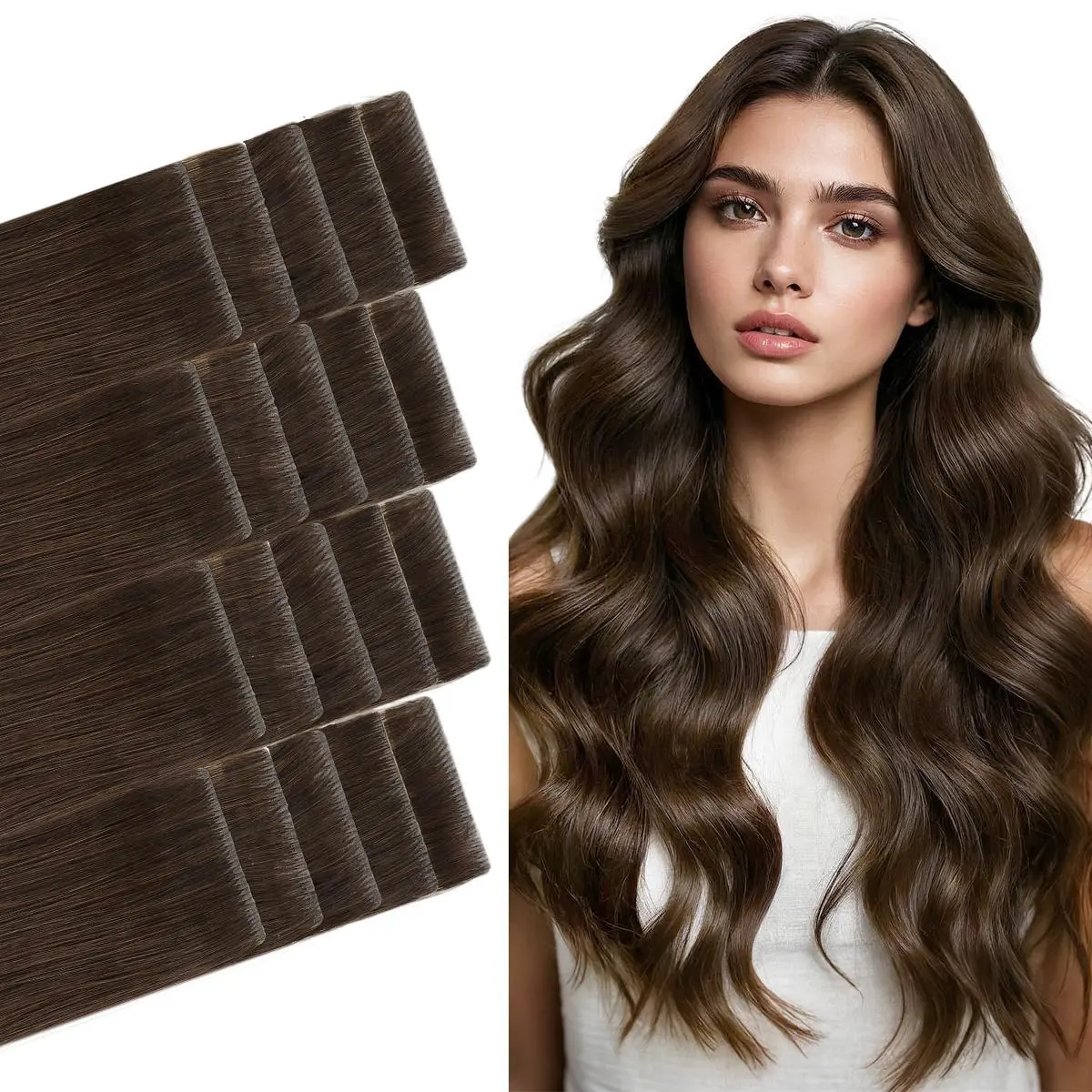 GOO GOO Invisi Edge Tape in Hair Extensions Remy Human Hair, 14inch-24inch 20pcs 50g, Straight Natural Virgin Remy Hair, Seamless Injected Tape, Natural Look#summerwins