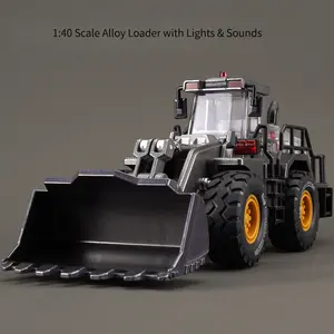 Alloy Bulldozer Toy Model With Movable Roller Removable Engine Hood Light And Sound Effects Rubber Tires And Inertia Sliding Function Available For Kids Engineering Play