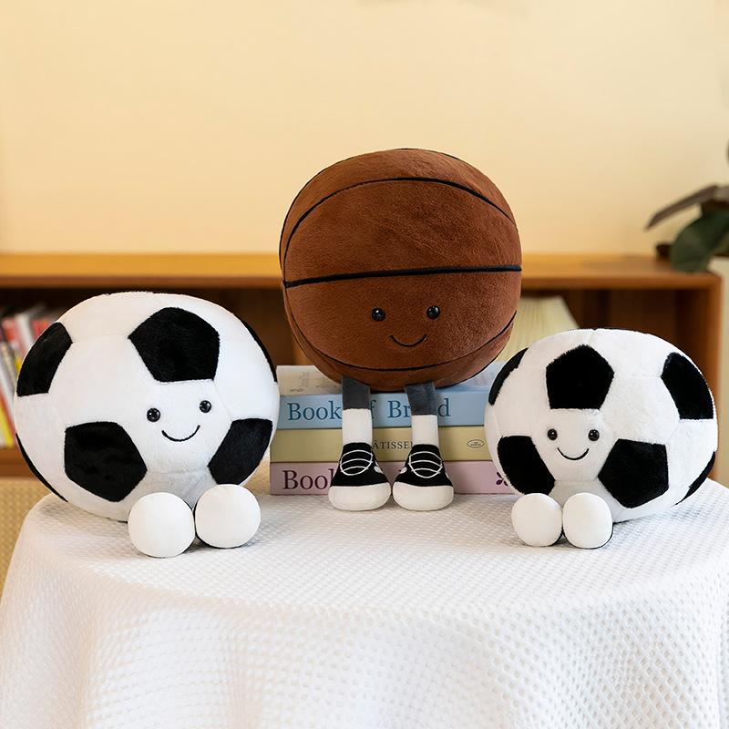 9.8-inch Basketball Plush Toy, Soft Filling Sports Plush Ball, Cute and Funny American Basketball Doll with Feet, Creative Basketball Ball-Shaped Decorative Cushion - Boys Girls Plush Toy, Basketball Pillow Gift, Suitable for Room Decoration, Sofa or Bed