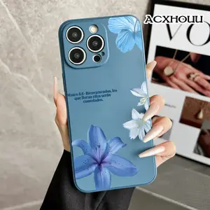 Stylish Soft Case for iPhone11/12/13/14/15/16/plus/promax/x/xs/xr/xsmax Case Blue Flowers & Bible Verse  Lightweight, Anti-Scratch, Perfect for Everyday Use