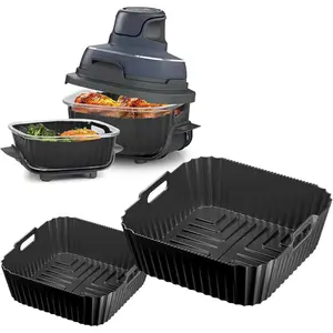 2 count for Ninja Crispi FN101GY Air Fryer  Liners,Non-Stick Ninja Glass Air Fryer Accessories,4 QT Container & 6 Cups Container for FN101ST, FN101SG, FN101CGY  Replacement Insert