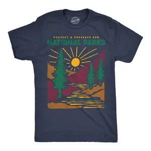 Mens Funny T Shirts Protect And Preserve Our National Parks Awesome Nature Lovers Tee For Men Mens Funny T Shirts Cool Vintage Fashion T-Shirt Gift Classic Menswear Funny Camping Short Sleeve Novelty Tees for Navy -